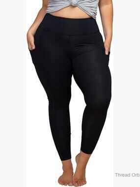 Plus Size High Waist Compression Workout Leggings with Pocket 27" Inseam